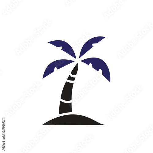 Palm icon. summer. A tropical palm tree icon representing summer, beaches, and exotic destinations. Flat design style