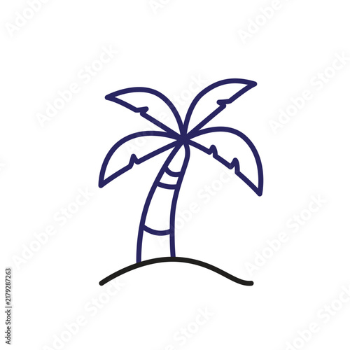 Palm icon. summer. A tropical palm tree icon representing summer, beaches, and exotic destinations. Outline design style