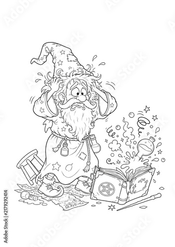 Clumsy Magician Coloring Page for Kids