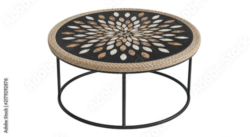 sunburst pattern round table isolated object