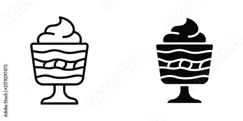 Trifle dessert minimalist vector illustration with layered sweet treat