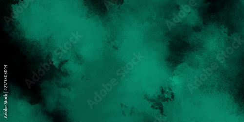 Emerald Green Grunge Abstract Texture Background with Dark Cloudy Patches.