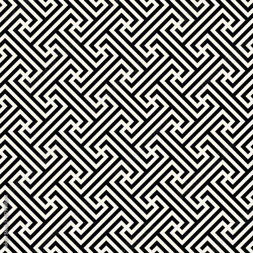 Vector seamless pattern. Versatile essential ornament. Geometric bold background. Traditional geometric surface design. Regular monochrome swatch. Chinese tileable grid.