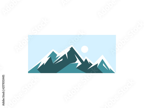 minimalist peaks logo with sky background