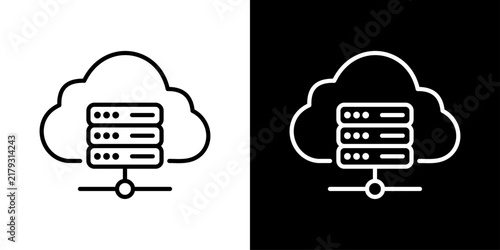 Plakat Cloud server line icon, database hosting and web network computing technology vector, editable stroke
