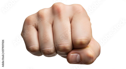 Fist of a Human Hand Clenching Gently Isolated on White Background