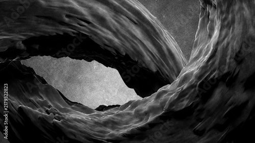 Cuadro en lienzo Dark Abstract Wave Twist With Silver Light 3D Render