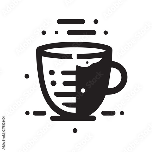 Minimalist black and white coffee cup icon design element.