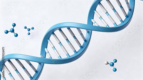DNA double helix structure with molecules
