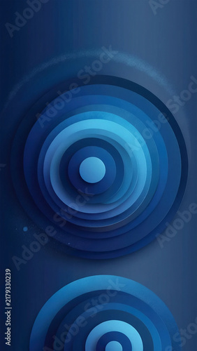 Abstract Blue Concentric Circles and Spherical Layers Background