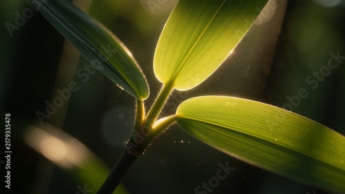 Backlit Bamboo Joint and Leaf 