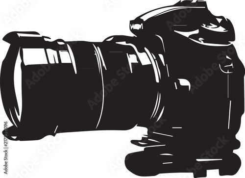 Fotografía Professional black dslr camera with long zoom lens for wildlife and sports photography