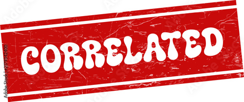 Bild auf Leinwand Vivid red stamp displaying the word CORRELATED with a textured grunge finish exc