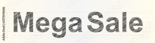Creative handwritten style text graphic featuring the words Mega Sale for seasonal clearance and marketing events
