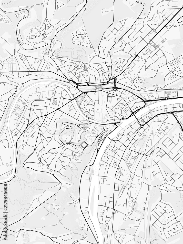 Fototapeta premium Namur City Map. Minimalist black and white line art poster for printing, wallpaper, wall art, and map resources for home and office decor