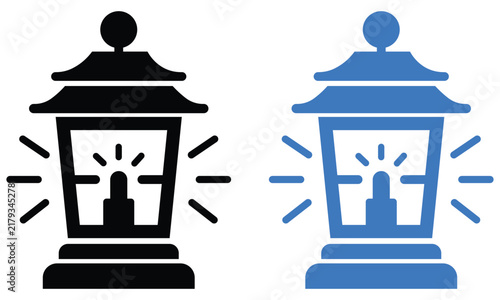 Stylized Lantern Light Icon Vector Art