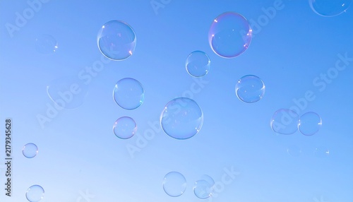 Soap Bubbles Floating in Blue Sky Illustration