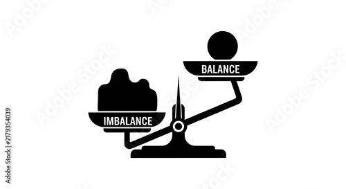 Obraz na płótnie Scales depicting balance and imbalance black silhouette on white background
