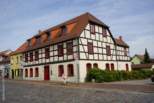 Photography Beautiful half-timbered houses in Röbel, Mecklenburg-Western Pomerania, Germany
