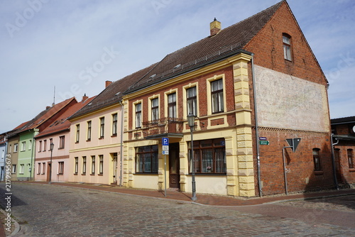 Obraz na płótnie Beautiful half-timbered houses in Röbel, Mecklenburg-Western Pomerania, Germany