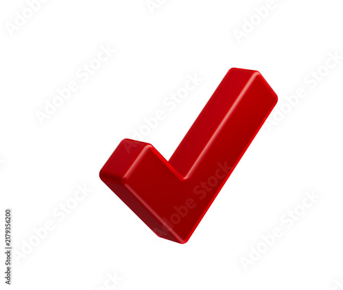 Принти на полотні Shiny red checkmark icon indicating approval, completion, or correctness