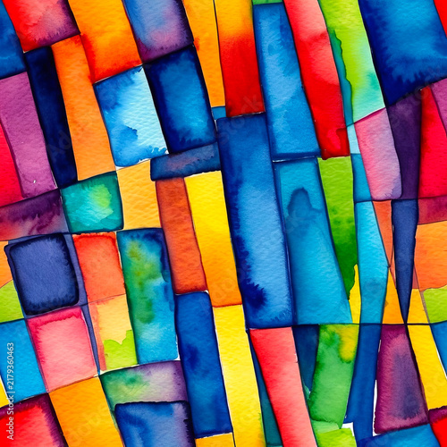 Watercolor background with bright colorful abstract pattern