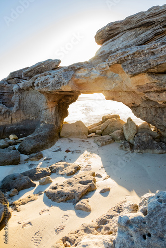 View of Tranquil coastal beach scenes in Langebaan, South Africa
