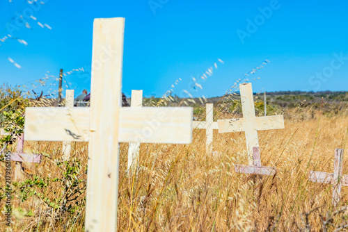 Grave site of deceased Boer farmers in rural South Africa
