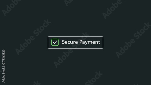 Secure payment check mark icon floating showing transaction security and digital wallet safety on alpha transparent background.
