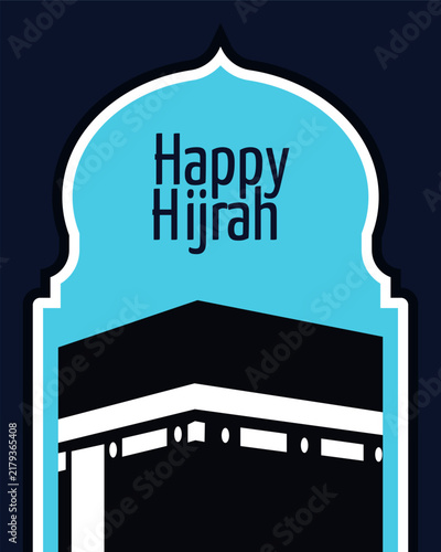 Happy Hijri New Year Social Media Post Template with Kaaba