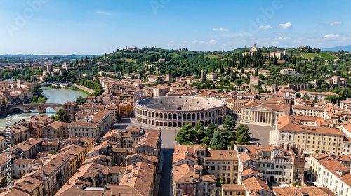 Italy Verona Arena District Historic City Panorama