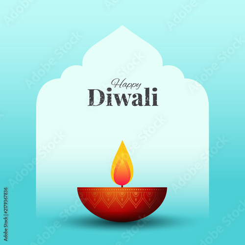 Indian festival happy diwali banner with decorative props, Indian minimal modern festival background, vector illustration