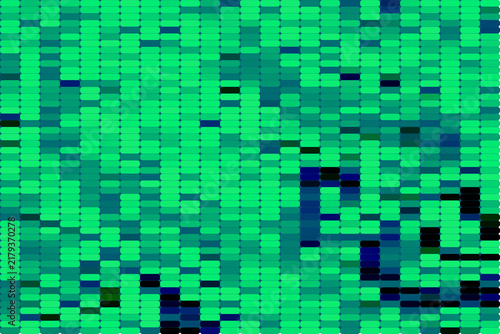 Abstract green pixel art background with blue grid texture