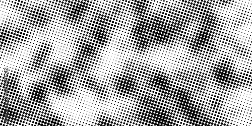 Abstract dots halftone black and white fabric pattern effect dotted background. grunge vector halftone polka dots gradient background graphic rectangular, retro pop art half tone pattern design.