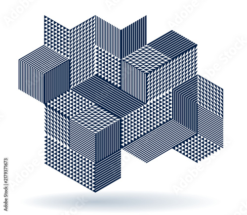 Фотография Isometric 3D cubes vector abstract background, geometric abstraction art modern architecture city buildings theme, cubic shapes and forms composition lowpoly style