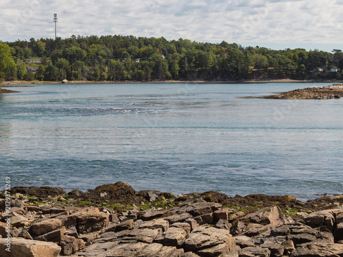 Cuadro en lienzo Tidal Falls Reversing Current at Incoming Tide in Hancock Maine