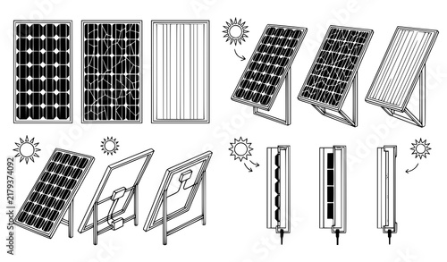Bild auf Leinwand Renewable Solar Energy Panel Vector Icon Collection