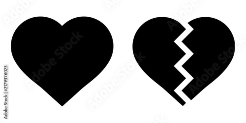 set of vector heart and break heart