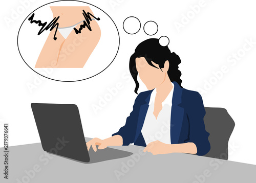 Canvastavla 仕事中に下着の蒸れがきになるビジネスウーマンのイラスト