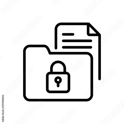 Folder file lock security confidential directory line icon