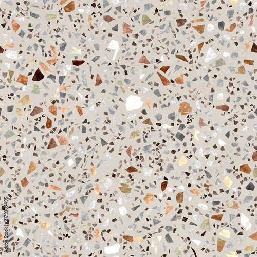 фотографія Beige terrazzo with earth-tone stone chips — Natural warm brown and tan aggregat