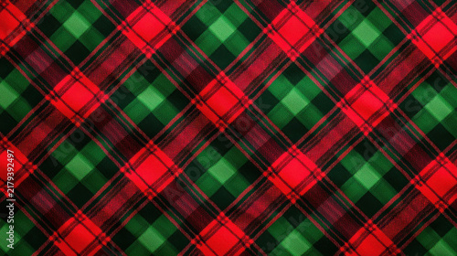 Red and green plaid fabric pattern with classic design, perfect for festive occasions and holiday decorations