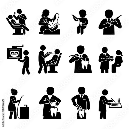 Dentist and Dental Care Icon Set Vector Illustration
