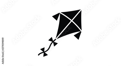Foto Black Kite Silhouette Against A White Background