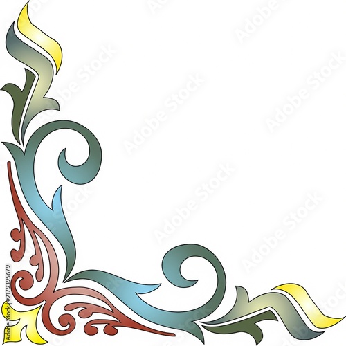 Traditional Carved Wooden Style Corner Border Vector Pattern
