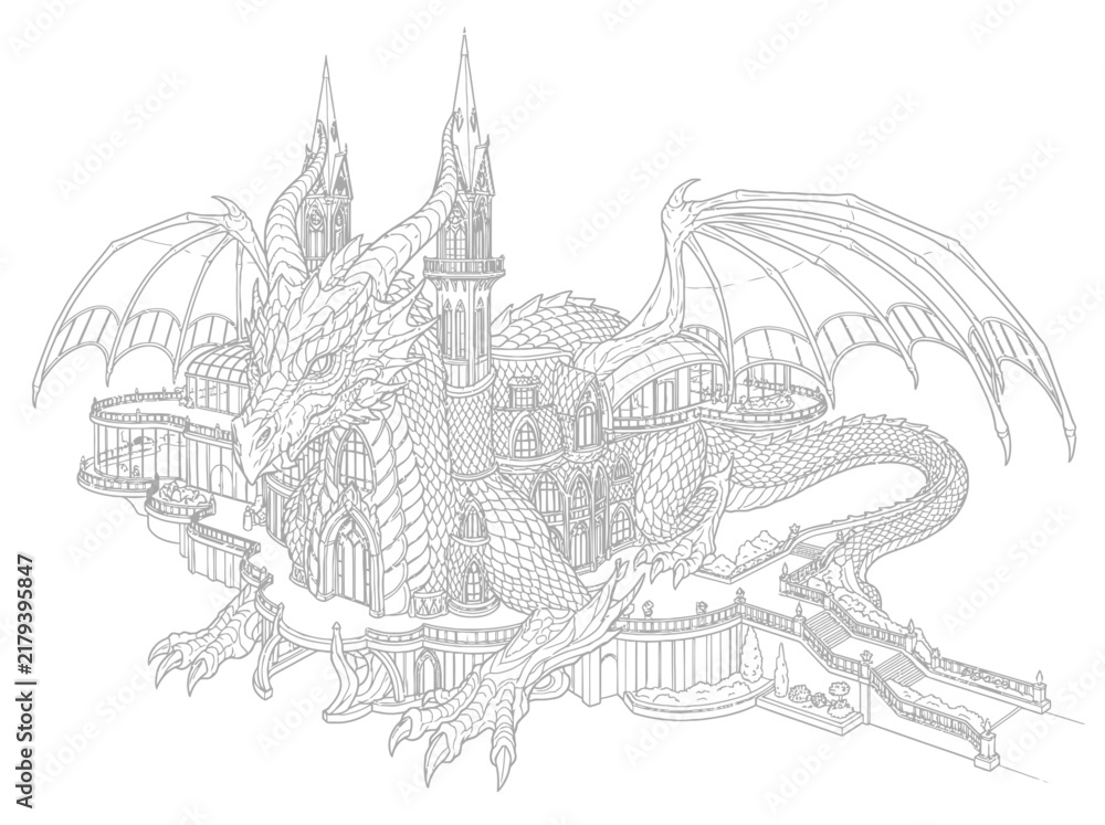 Obraz premium medieval castle sketch
