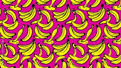 Vibrant seamless banana pattern background for packaging, textiles, and digital design projects