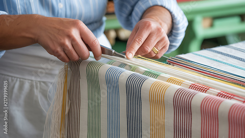 Tissage artisanal du linge basque aux rayures colorées