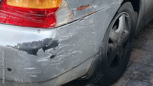 Foto Car damage on rear lamp and bumper
