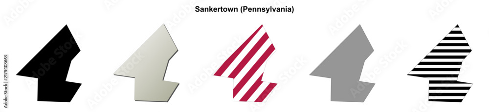 Obraz premium Sankertown (Pennsylvania) blank outline map set